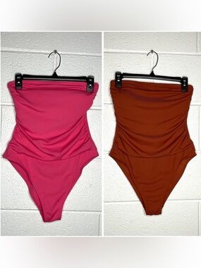 < Two Piece Strapless One Piece Swimsuit Bundle Size Medium >